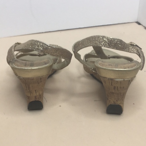 Montego bay club sparks gold cork wedge sandals - Picture 3 of 8